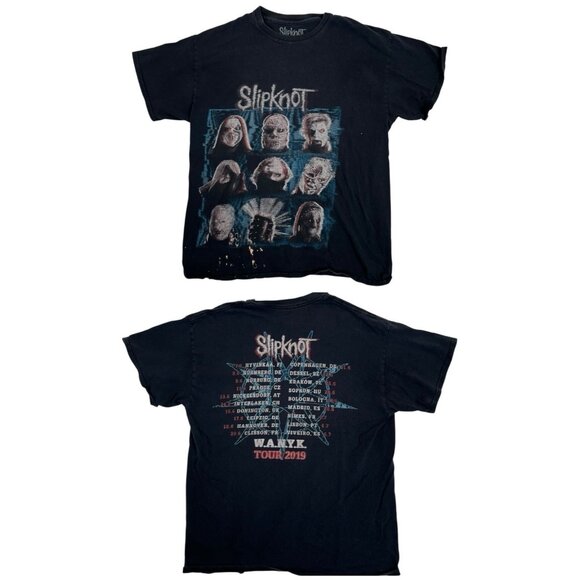 Slipknot W.A.N.Y.K 2019 Tour T-Shirt Size M/L Double Sided Merch Gray - Picture 1 of 12